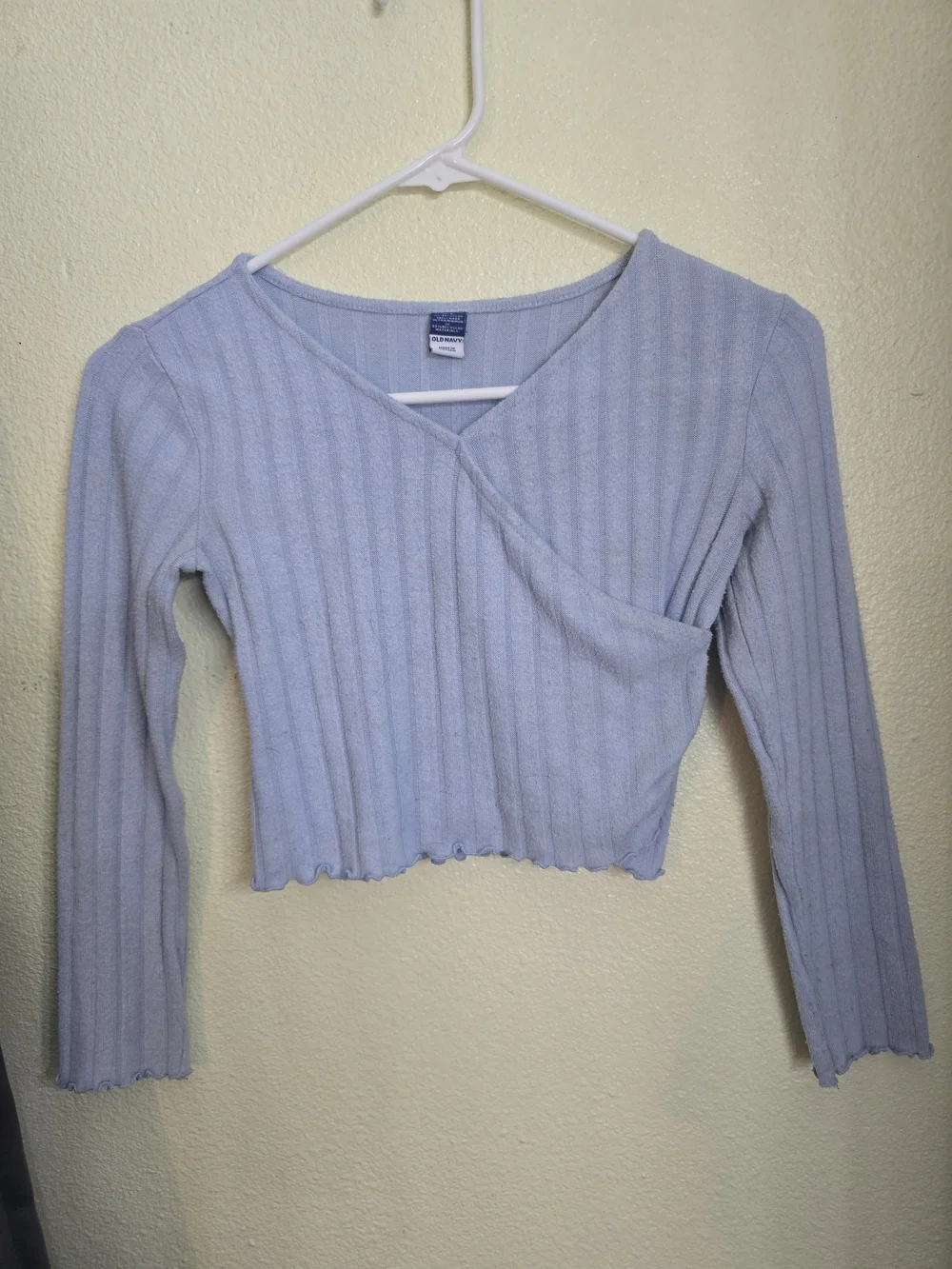 Old Navy Light Blue Ribbed Wrap Cropped Top